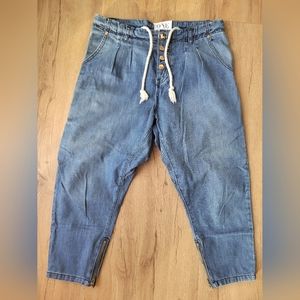 One by One Teaspoon long rise/drop crotch, crop denim jeans, size 27